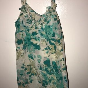 Blue white and green blouse